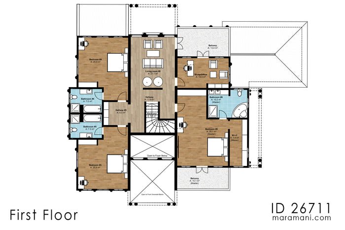 Spacious 6-Bedroom, 2-Story House Plan
