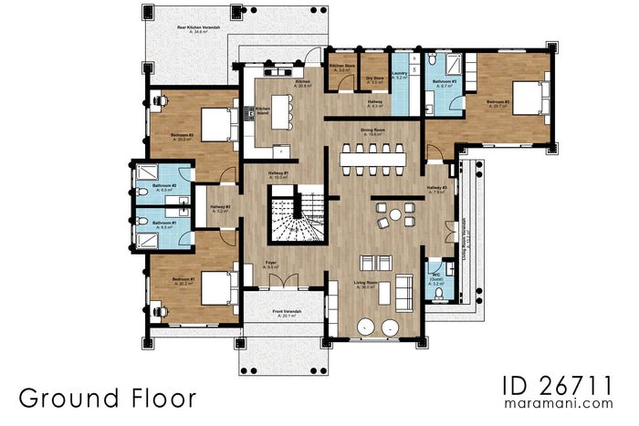 Spacious 6-Bedroom, 2-Story House Plan